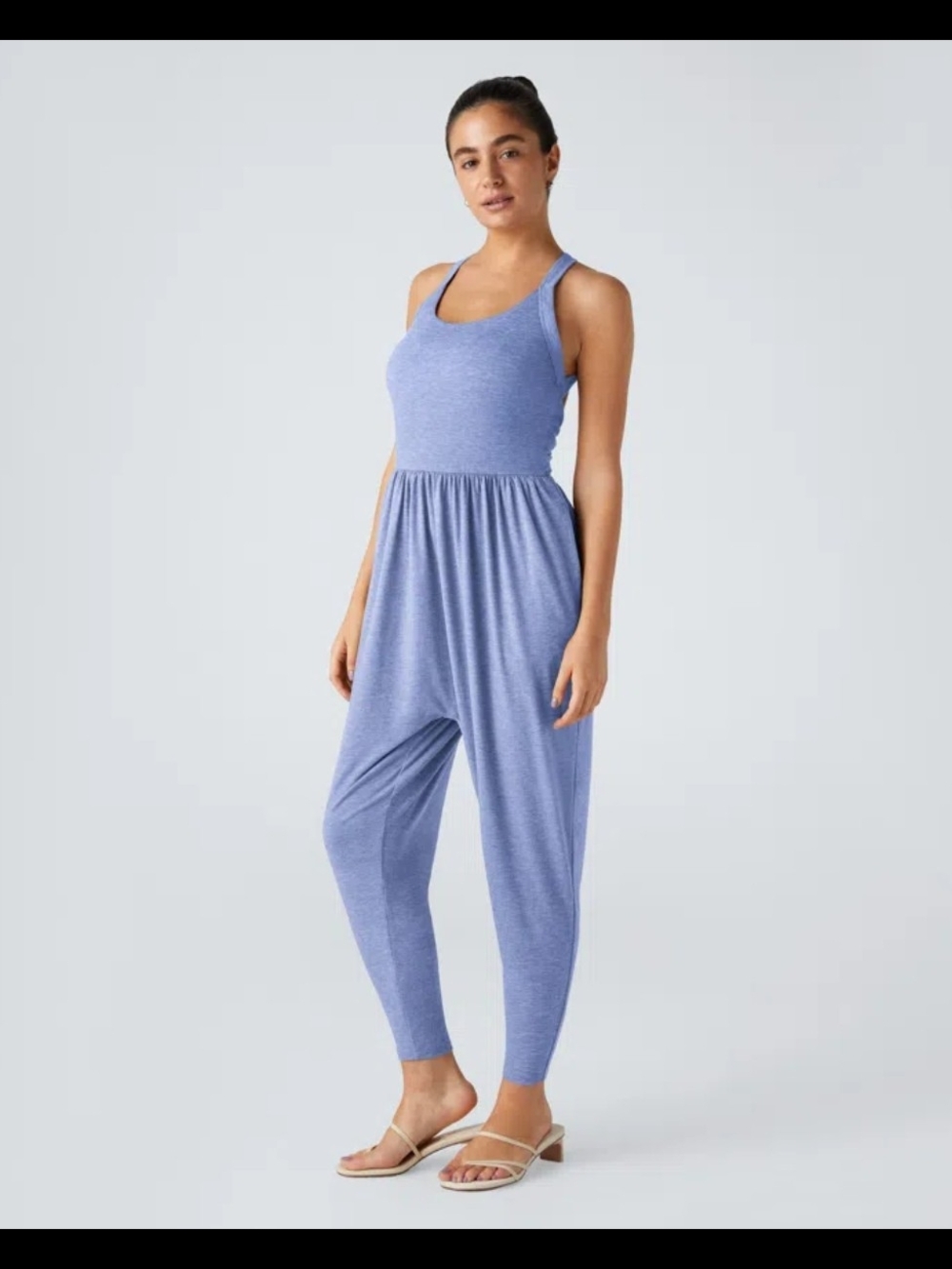 NWT Size Large HALARA Lavender Blue Open-Back Crossover Jumpsuit - Picture 3 of 7